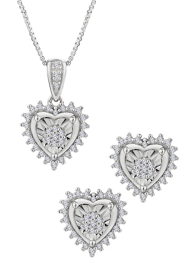 .25 Carat of Lab Grown Diamonds Heart Set, Sterling Silver.....................NOW