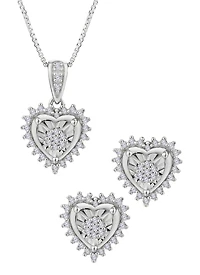 .25 Carat of Lab Grown Diamonds Heart Set, Sterling Silver.....................NOW