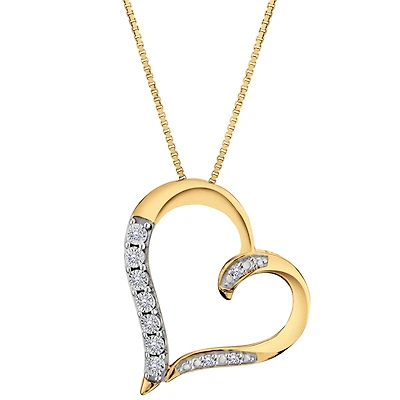 .12 Carat Of Lab Grown Diamonds Heart Pendant, Silver (Yellow Gold Plated).....................NOW