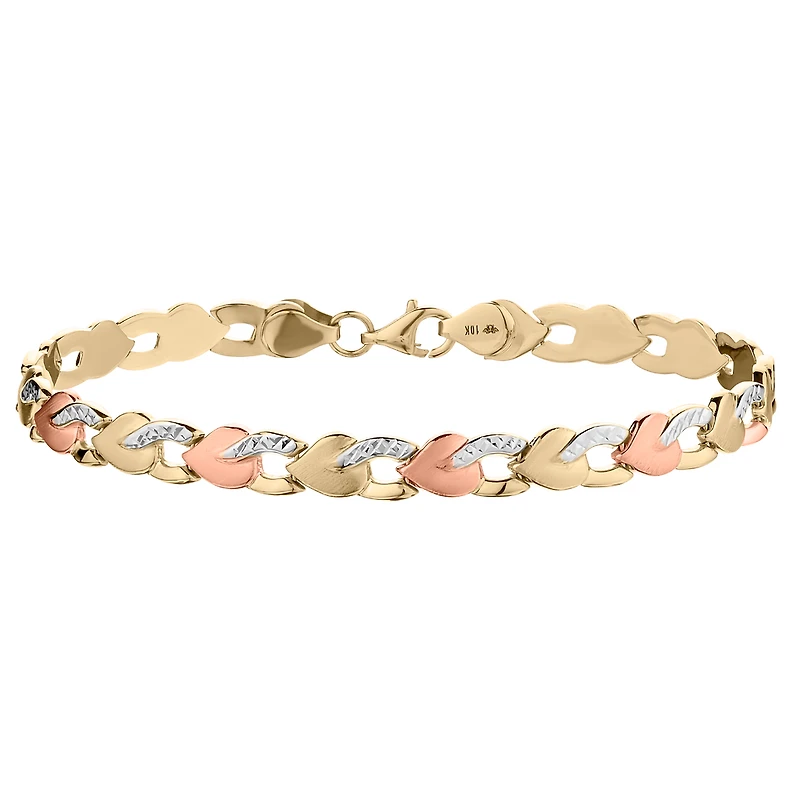 Heart Gold Bracelet, 10kt Tri-Colour.............NOW