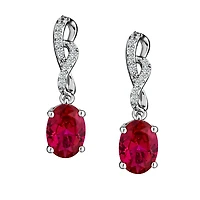 Created Ruby & White Sapphire Drop Earrings, Silver......................NOW