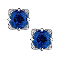 Created Blue & White Sapphire Stud Earrings, Silver.......................NOW
