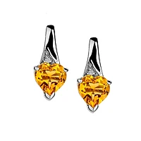 Genuine Citrine Diamond Earrings, Silver.....................NOW