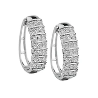 1.00 Carat of Diamonds Hoop Earrings, Silver......................NOW
