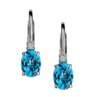 Swiss Blue Topaz & Created Sapphire Drop Earrings, Silver......................NOW
