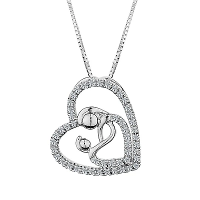 .15 Carat of Diamonds Mother & Child Pendant, 10kt White Gold......................NOW