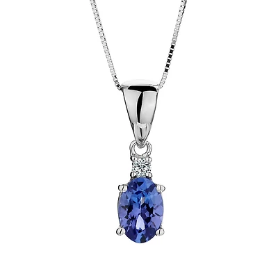 Tanzanite and .03 Carat of Diamond Pendant, 10kt White Gold...................NOW