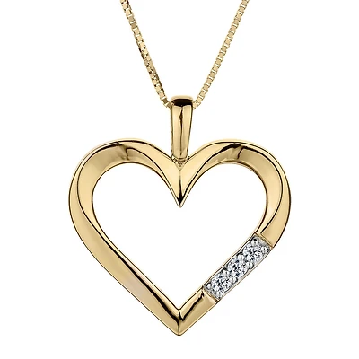 .05 Carat Diamond "Past, Present, Future" Heart Pendant,  10kt Yellow Gold....................NOW