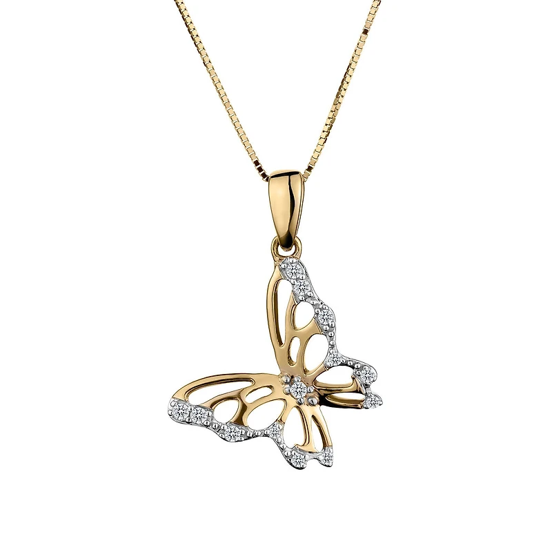 .10 Carat of Diamonds, "Butterfly" Pendant, 10kt Yellow Gold.….......................NOW