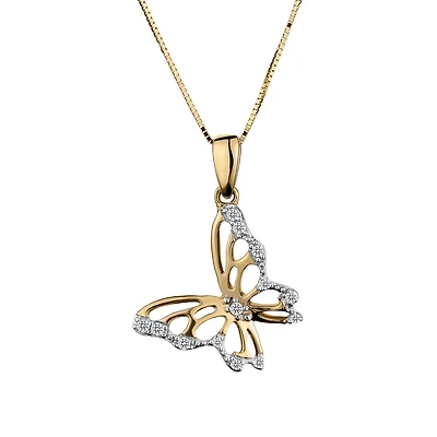 .10 Carat of Diamonds, "Butterfly" Pendant, 10kt Yellow Gold.….......................NOW