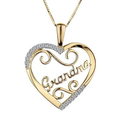 .10 Carat of Diamonds "Grandma" Heart Pendant, 10kt Yellow Gold.…...................NOW