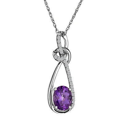Amethyst & Created White Sapphire Pendant