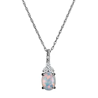Created Opal, White & Pink Sapphire Pendant, Silver......................NOW