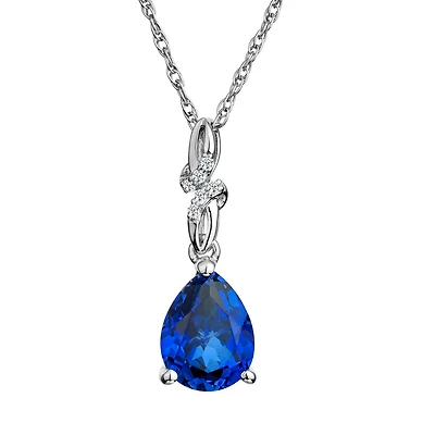Created Blue & White Sapphire Pendant