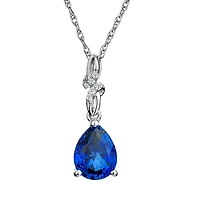 Created Blue & White Sapphire Pendant