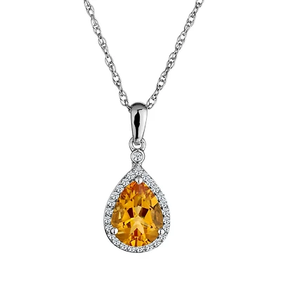 Created White Sapphire & Citrine Pendant, Silver......................NOW