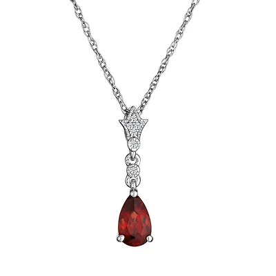 Created White Sapphire & Garnet Pendant, Silver.....................NOW