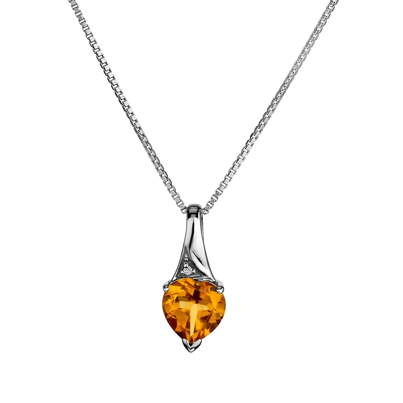 Genuine Citrine Heart Pendant, Silver......................NOW