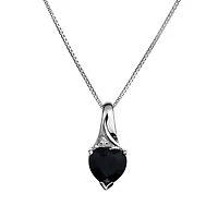 Genuine Black Sapphire Heart Pendant, Silver.....................NOW
