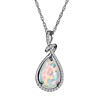 Created Opal & White Sapphire Pendant