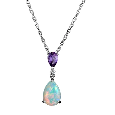 Created Opal & Amethyst Pendant, Silver........................NOW