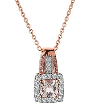 Genuine Morganite & White Topaz Pendant, Silver (Rose plated).......................NOW