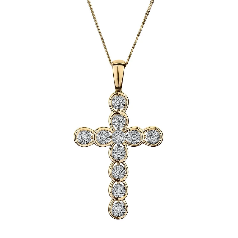 .25 Carat of Diamonds Pavé Cross Pendant, 10kt Yellow Gold.....................Now