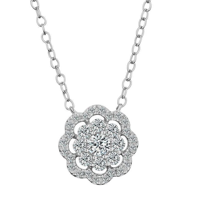 .40 Carat of Diamonds Pavé Flower Pendant, 10kt White Gold......................Now