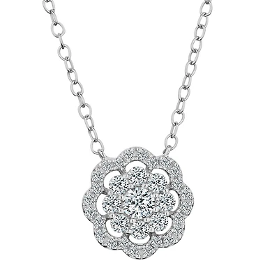 .40 Carat of Diamonds Pavé Flower Pendant, 10kt White Gold......................Now