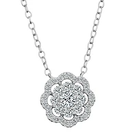 .40 Carat of Diamonds Pavé Flower Pendant, 10kt White Gold......................Now