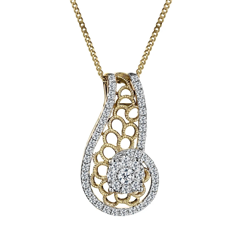 .33 Carat of Diamonds "Sunrise" Pendant, 10kt Yellow Gold.…......................NOW