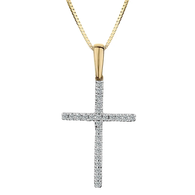 .10 Carat of Diamonds Cross Pendant, 10kt Yellow Gold…...................NOW