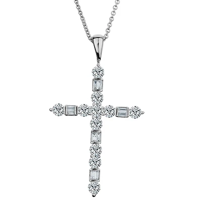 1.00 Carat Diamond Cross Pendant, 14kt White Gold...................Now