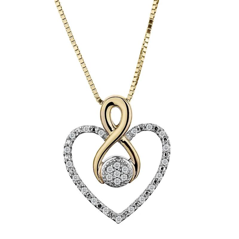 .10 Carat of Diamonds "Infinite Love" Heart Pendant, 10kt Two Tone.…...................NOW