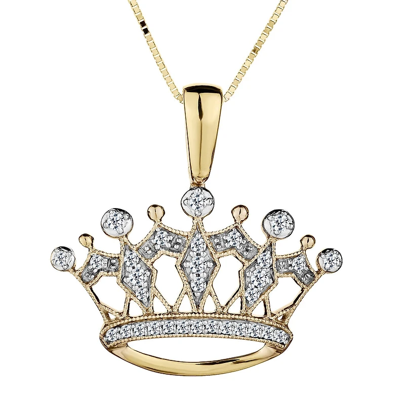 .13 Carat of Diamonds Crown Pendant, 10kt Yellow Gold......................Now