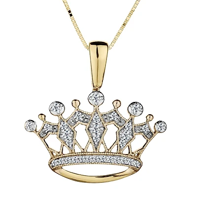 .13 Carat of Diamonds Crown Pendant, 10kt Yellow Gold......................Now