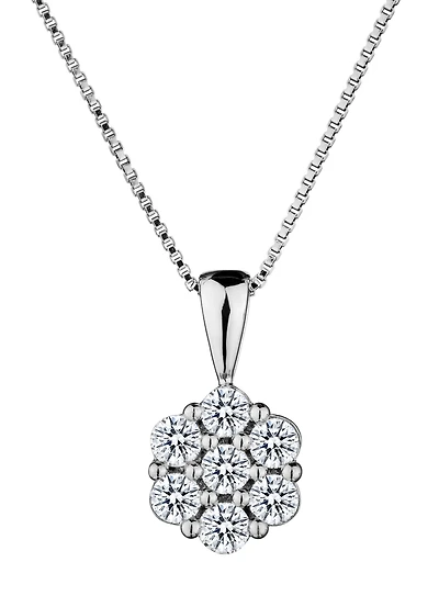 .50 Carat of Lab Grown Diamonds "Flower" Pendant, Silver.....................NOW