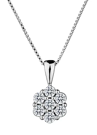 .50 Carat of Lab Grown Diamonds "Flower" Pendant, Silver.....................NOW