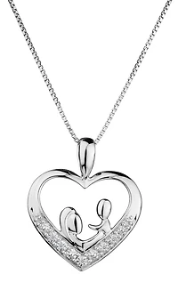 .02 Carat of Diamonds "Mom & Child" Pendant, Silver.....................NOW