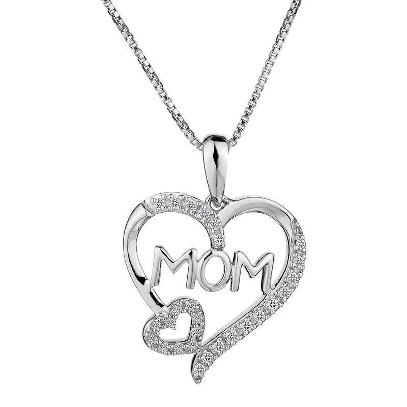 12 Carat of Diamonds "Mom" Heart Pendant