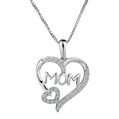 12 Carat of Diamonds "Mom" Heart Pendant