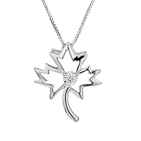 .05 Carat of Diamonds "Maple Leaf" Pendant, Silver......................NOW
