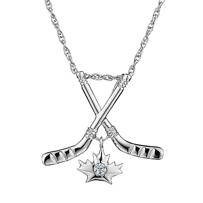 .03 Carat of Diamond "Love Hockey" Pendant, Silver.....................NOW
