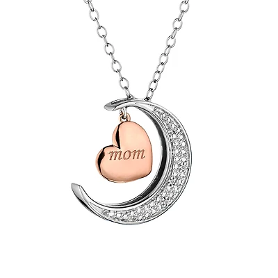 "I Love You To The Moon and Back" Diamond Pendant, 10kt Rose Gold and Silver.......................NOW
