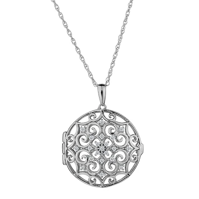 Created White Sapphire Pendant, Silver............NOW