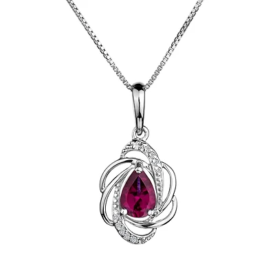 Genuine Rhodolite Garnet Diamond Pendant, Silver......................NOW