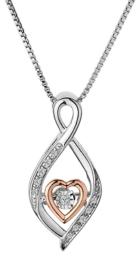 .05 Carat of Diamonds Shimmer Pendant, Silver and 10kt Rose Gold.......................NOW