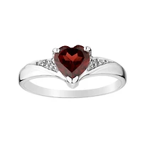 Genuine Garnet Diamond Heart Ring,  Silver.......................NOW