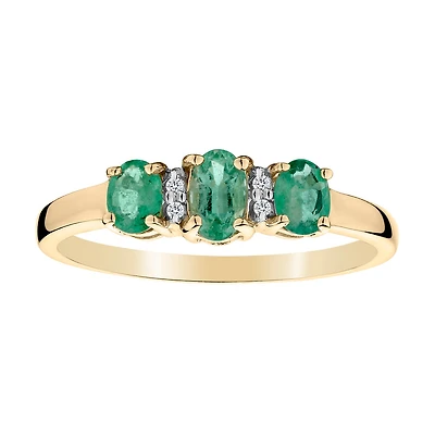 Genuine Emerald Diamond Ring, 10kt Yellow Gold......................NOW