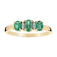 Genuine Emerald Diamond Ring, 10kt Yellow Gold......................NOW